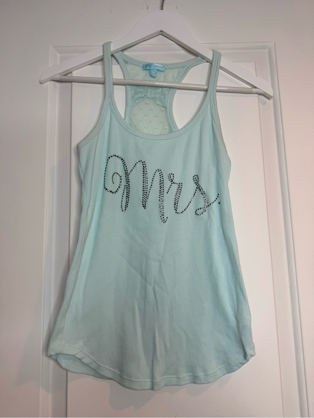 Mrs.  Betsey Johnson Embellished Racerback Tank Top - Light Aqua